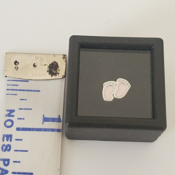 Harley Davidson MOD Silver Floating Charm New with Case Baby Feet Pink - Picture 6 of 8